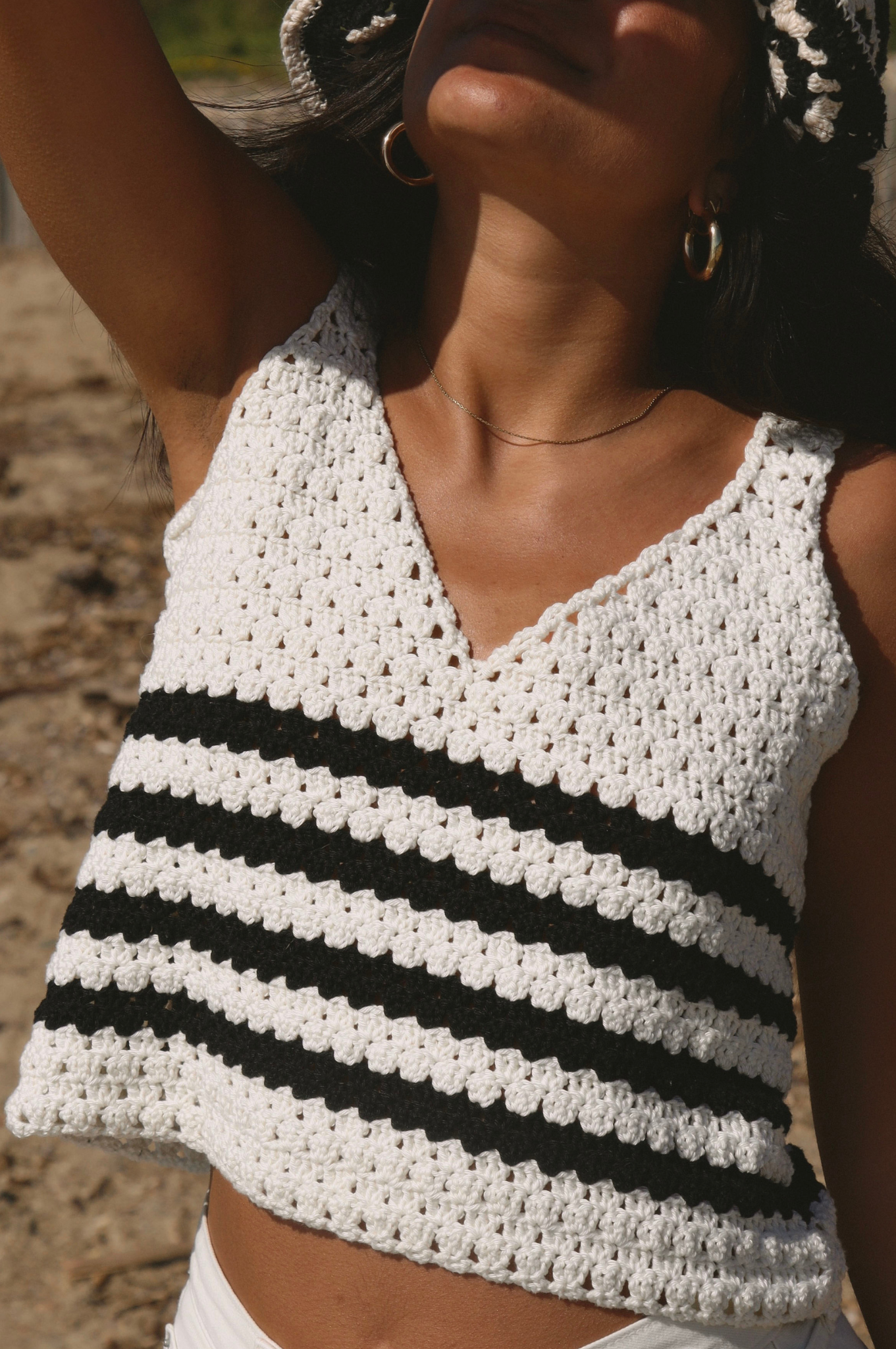 Top crochet Rosita noir & blanc