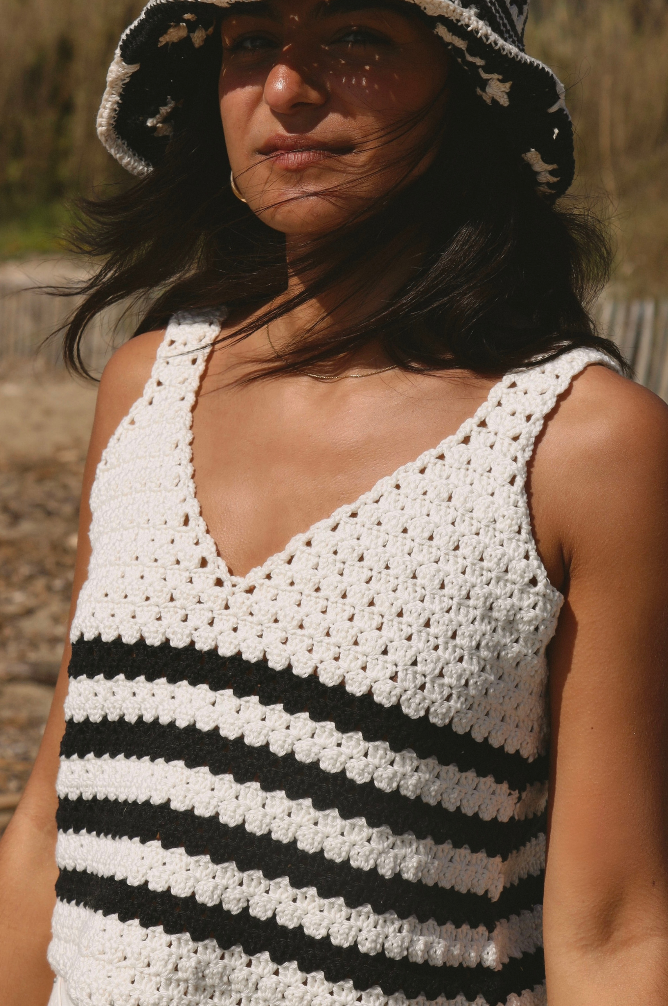 Top crochet Rosita noir & blanc