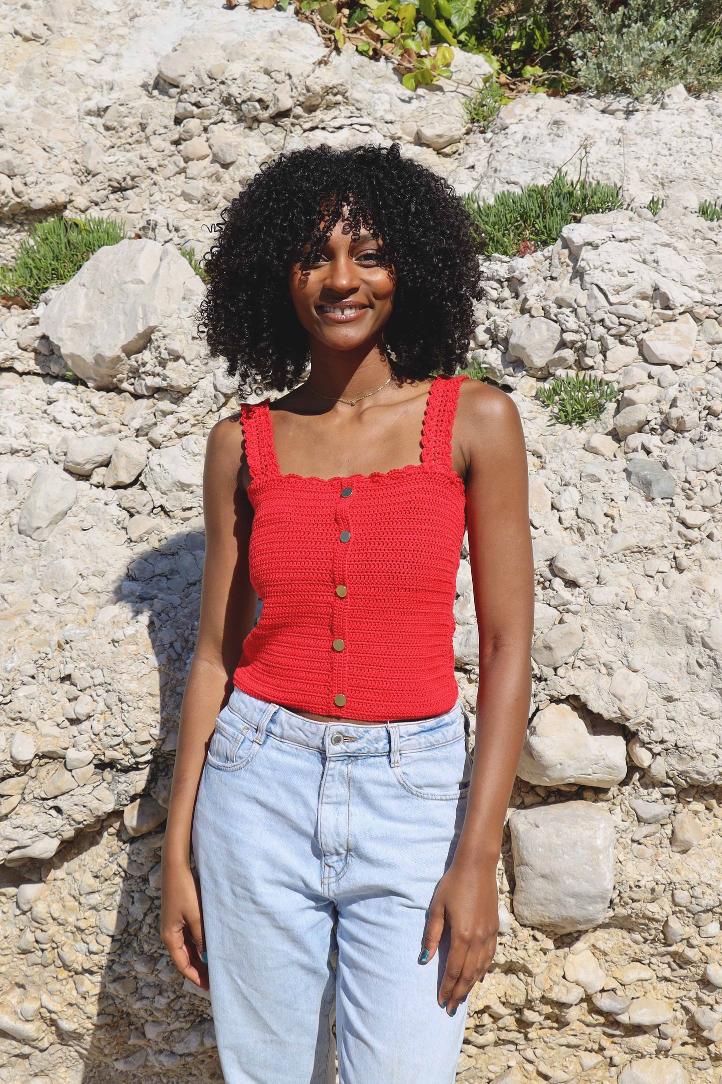 Top crochet Honorine - rouge