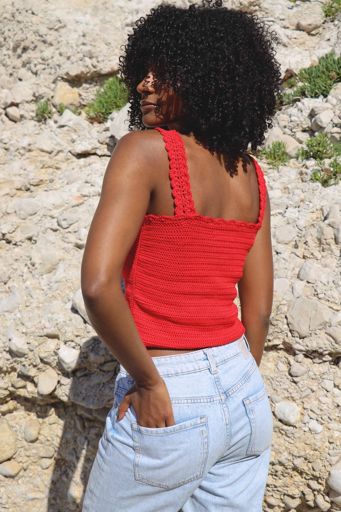 Top crochet Honorine - rouge