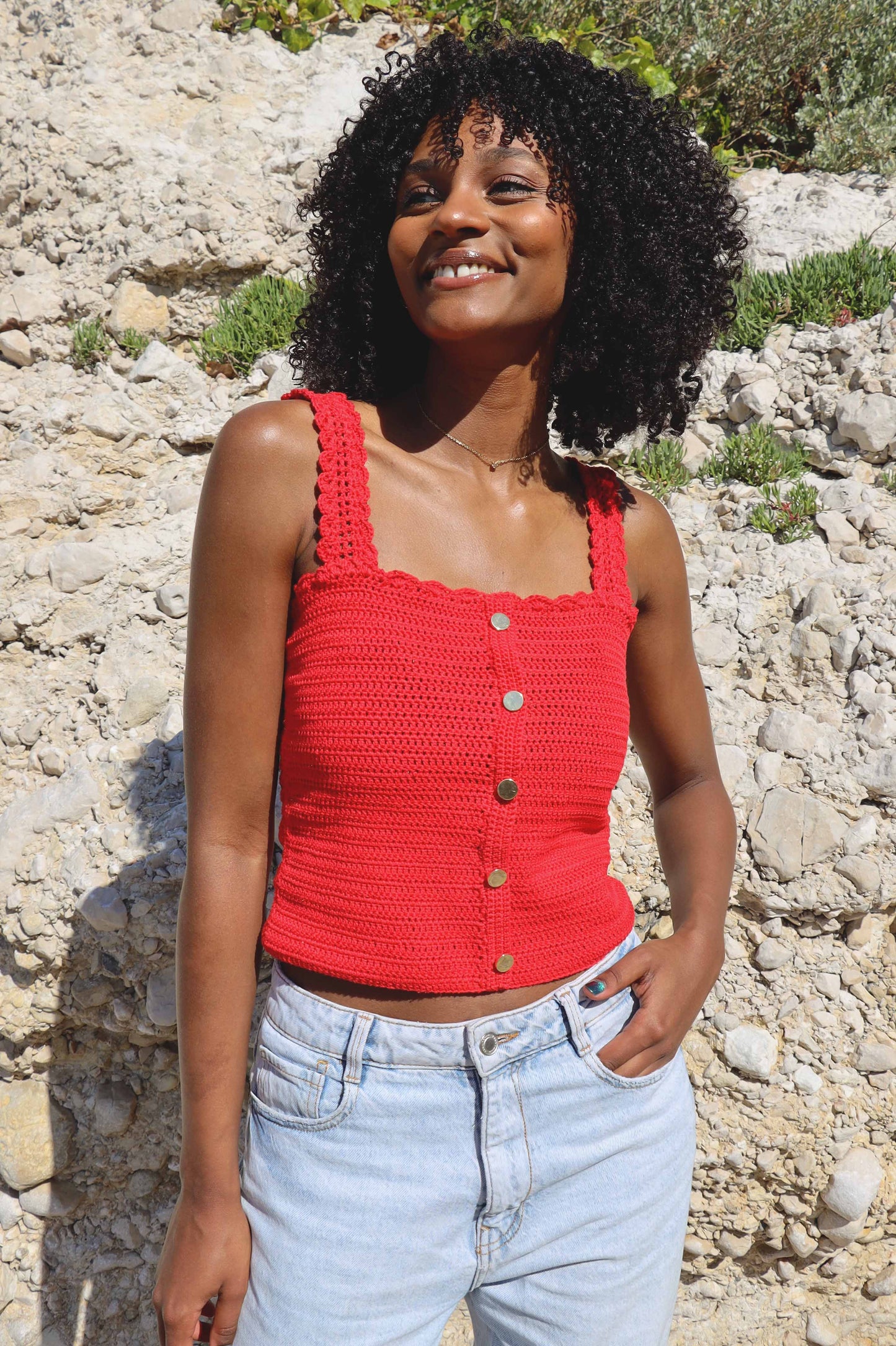 Top crochet Honorine - rouge