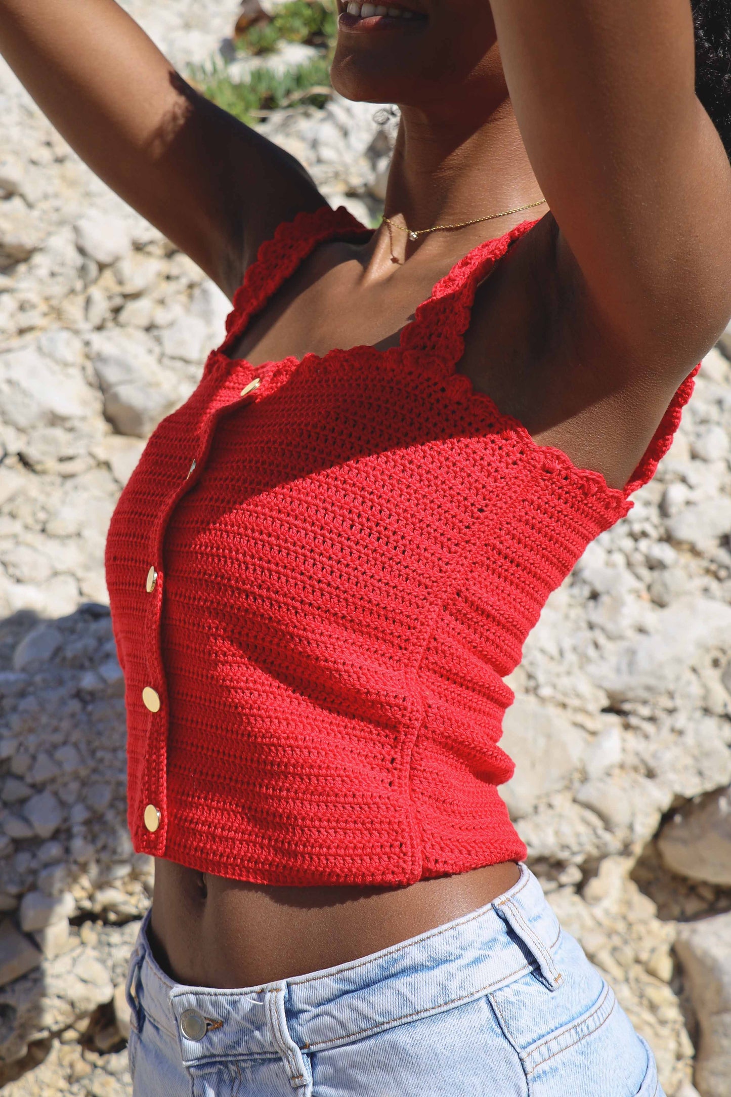 Top crochet Honorine - rouge