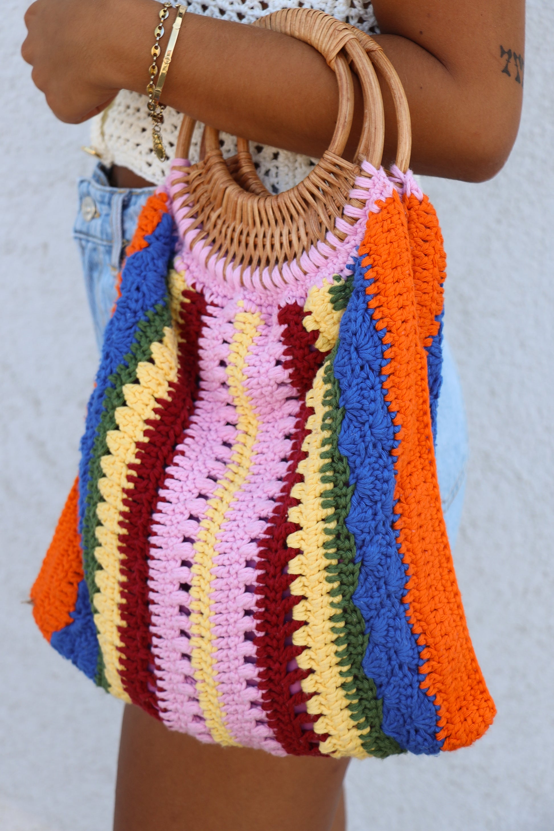 sac au tricotin crocheté - Chez Laramicelle