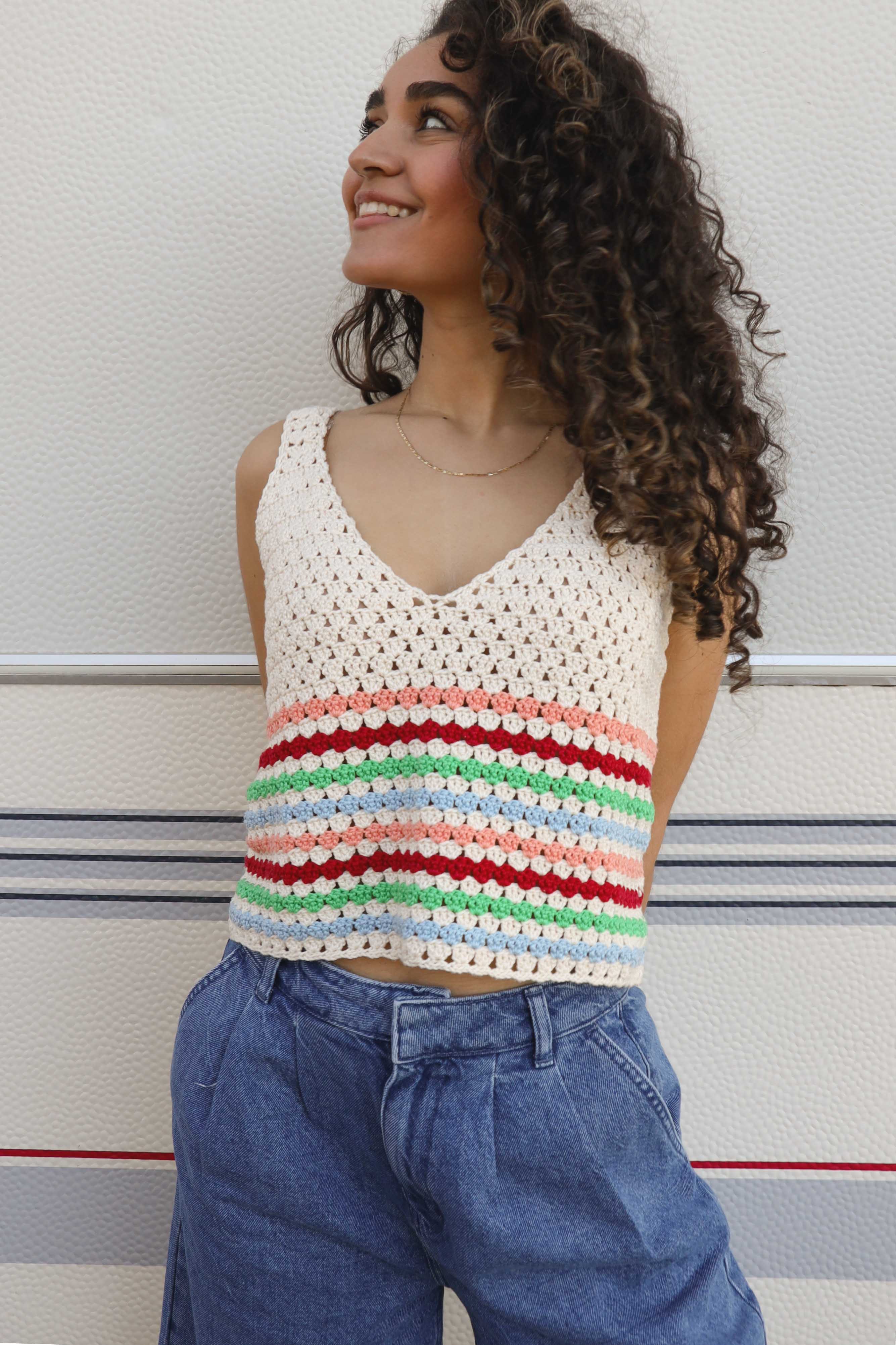 Top crochet Rosita rayures en stock