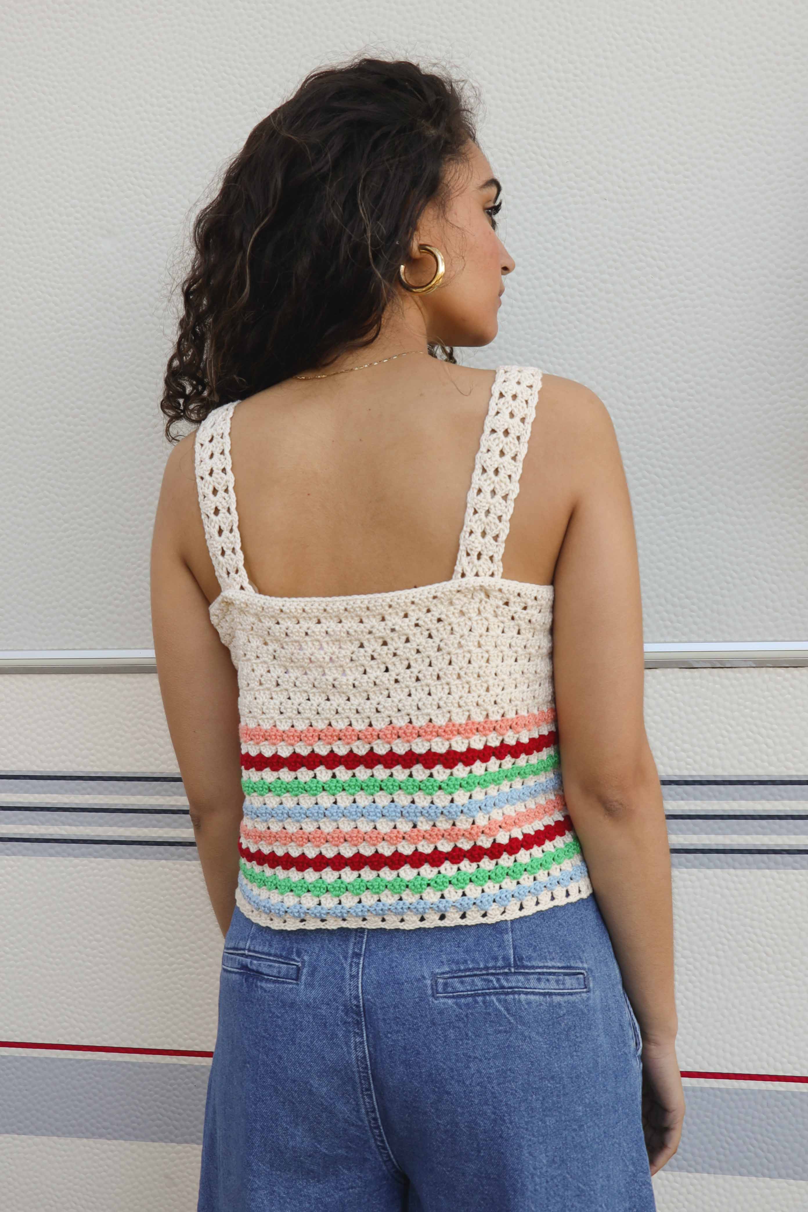 Top crochet Rosita rayures en stock