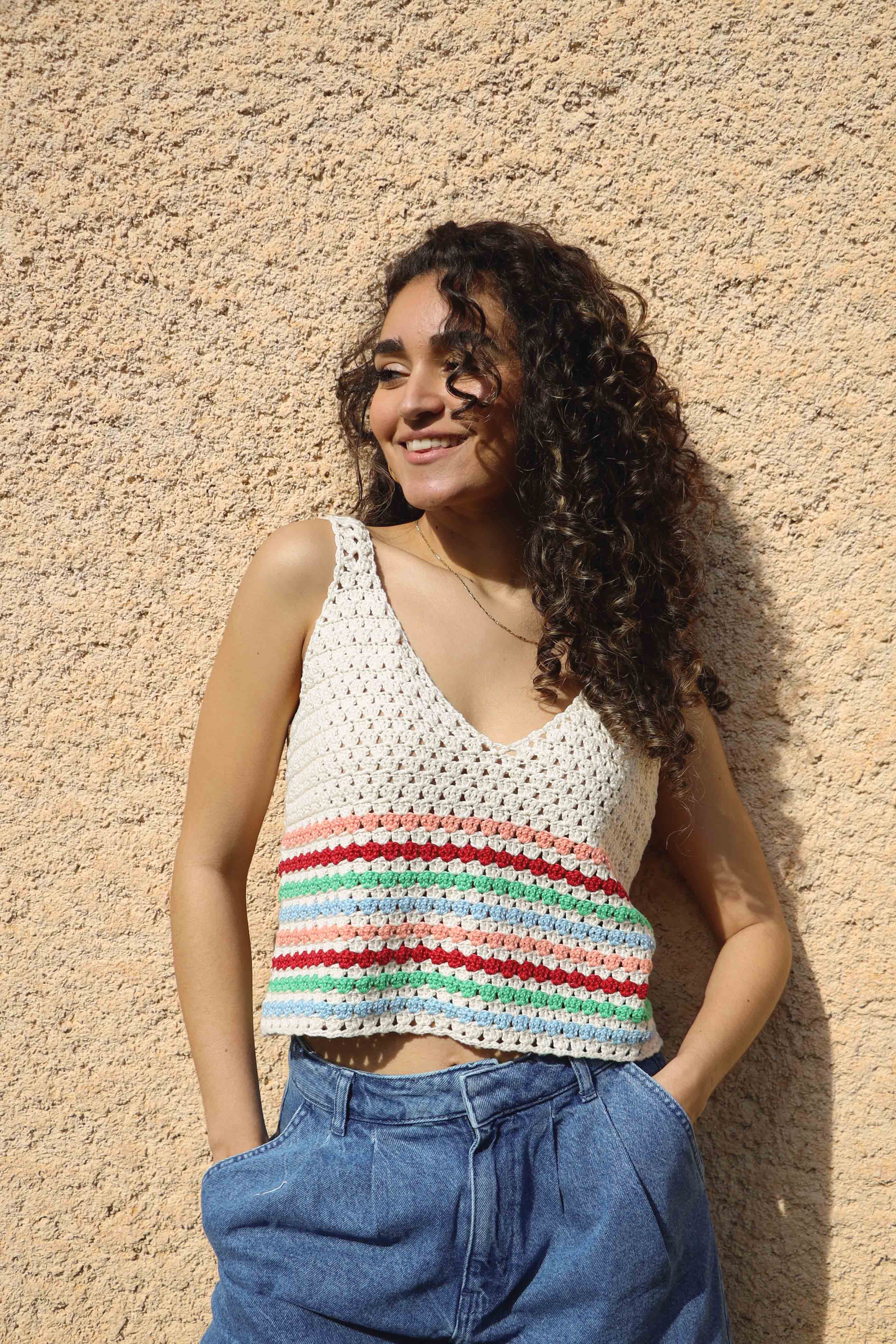 Top crochet Rosita rayures