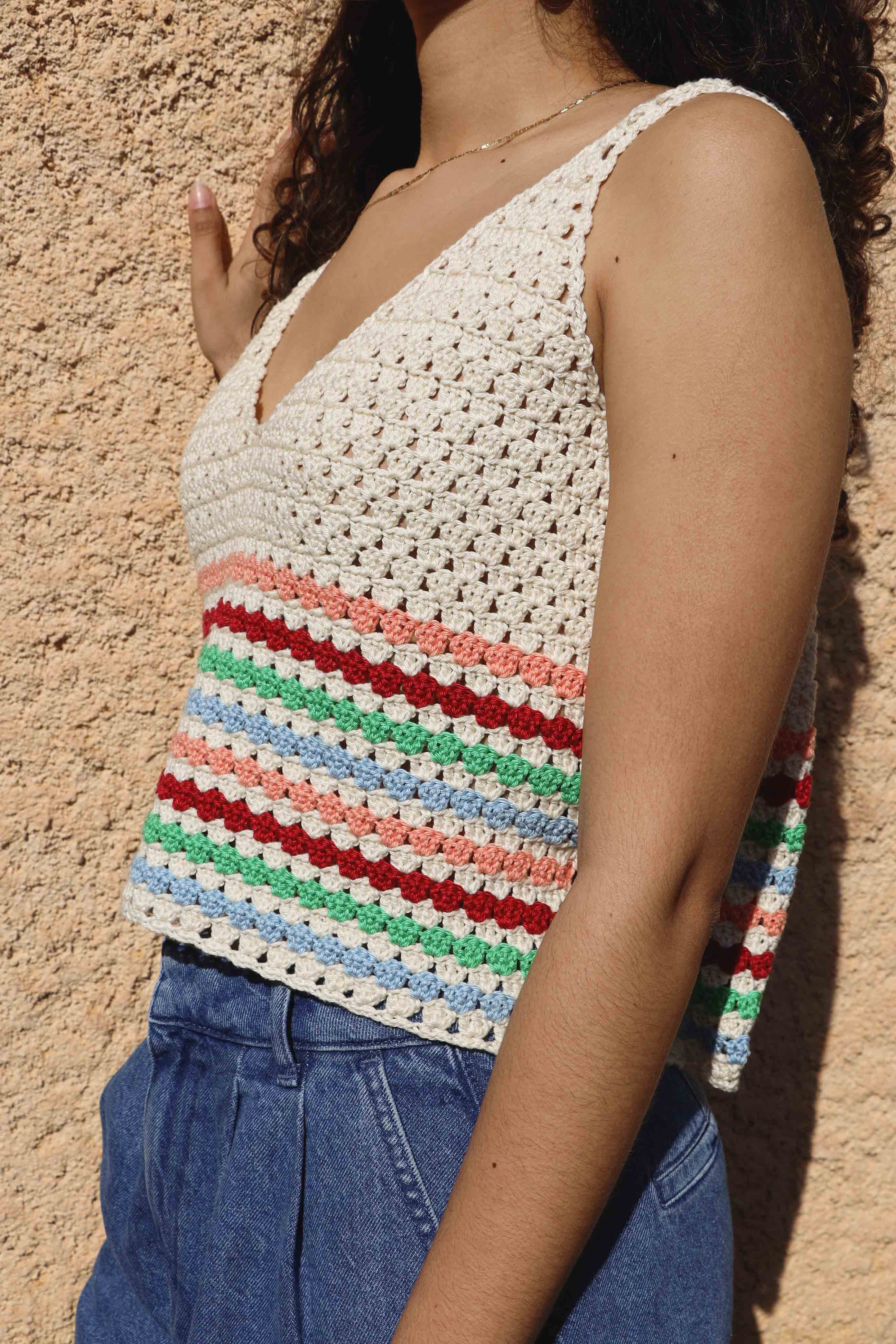 Top crochet Rosita rayures en stock