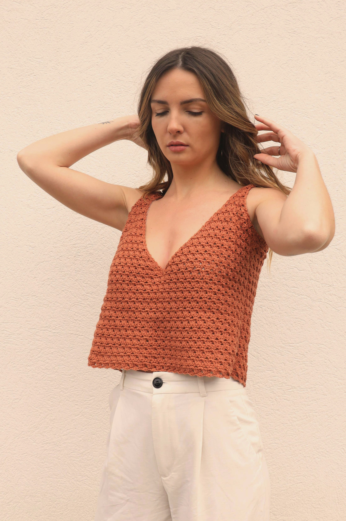 Top crochet Rosita marron