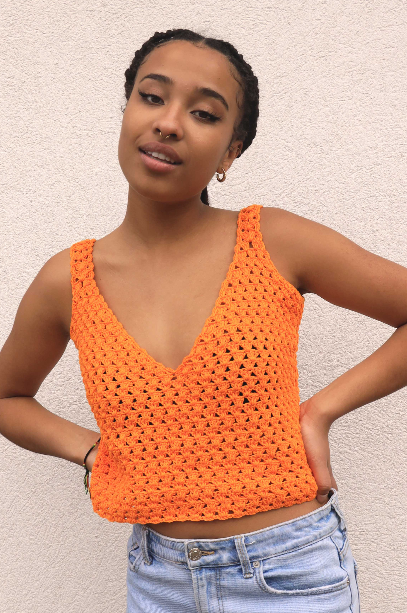 Top crochet Rosita orange en stock